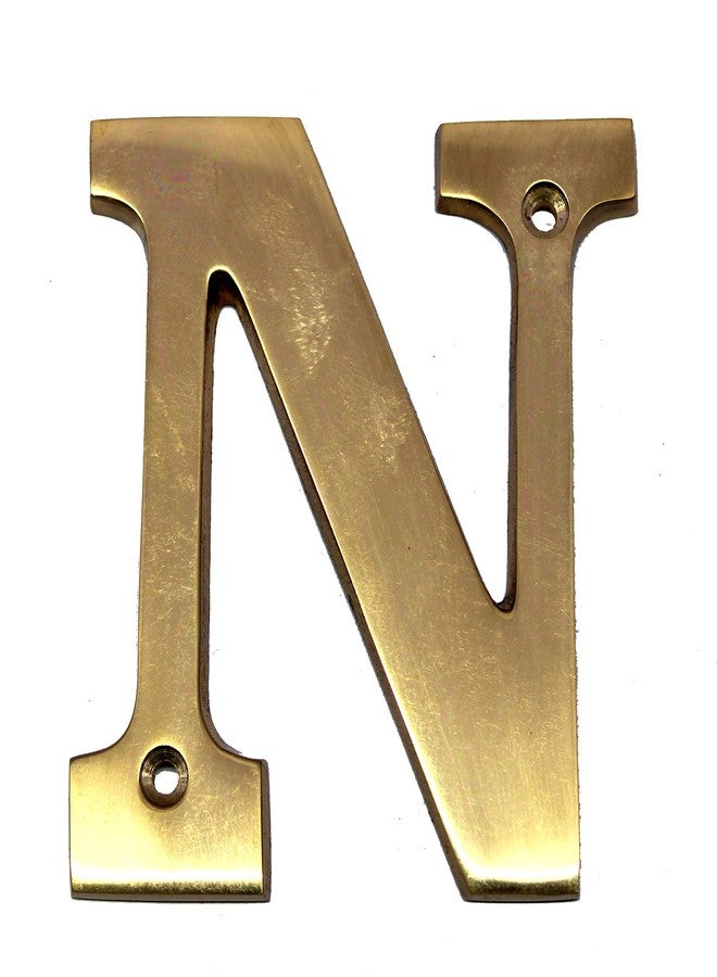 eSplanade Brass House Hotel Door Name Alphabets - Wall Door Plaque Alphabet Letter - Golden - 4" Inches ("N" Alphabet - 4") - Image 1